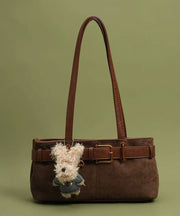DIY Grass Green Plush Toy Durable Faux Leather Satchel Handbag