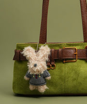 DIY Grass Green Plush Toy Durable Faux Leather Satchel Handbag
