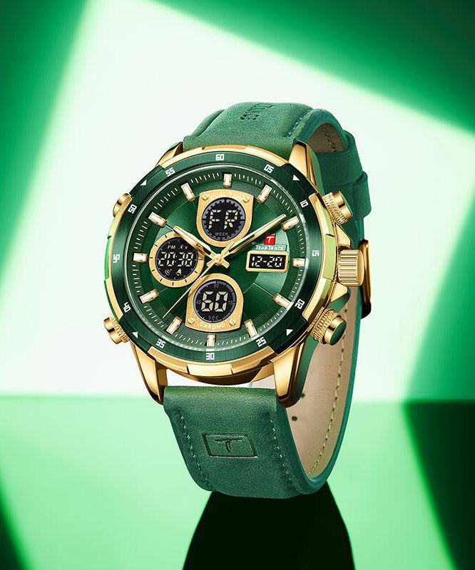 DIY Green Leather Waterproof Noctilucent Watches
