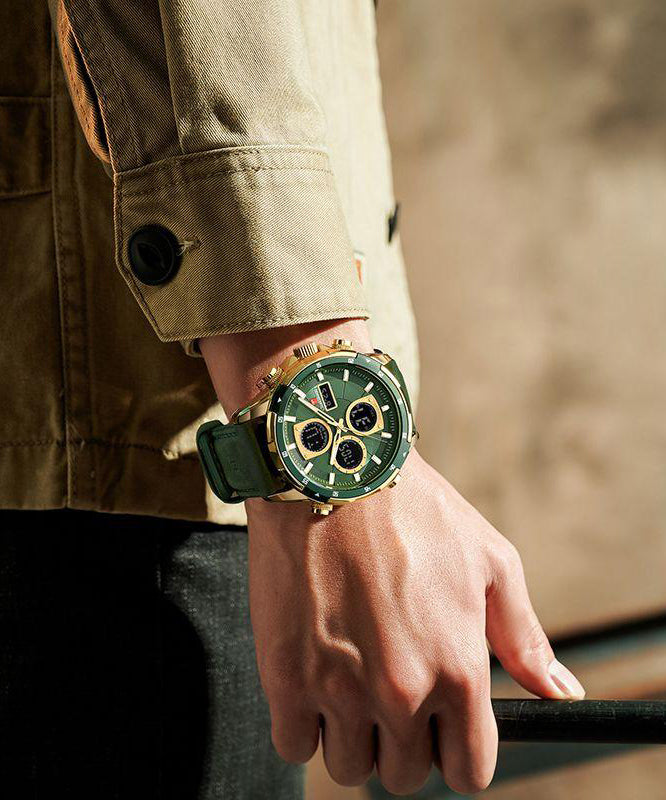 DIY Green Leather Waterproof Noctilucent Watches