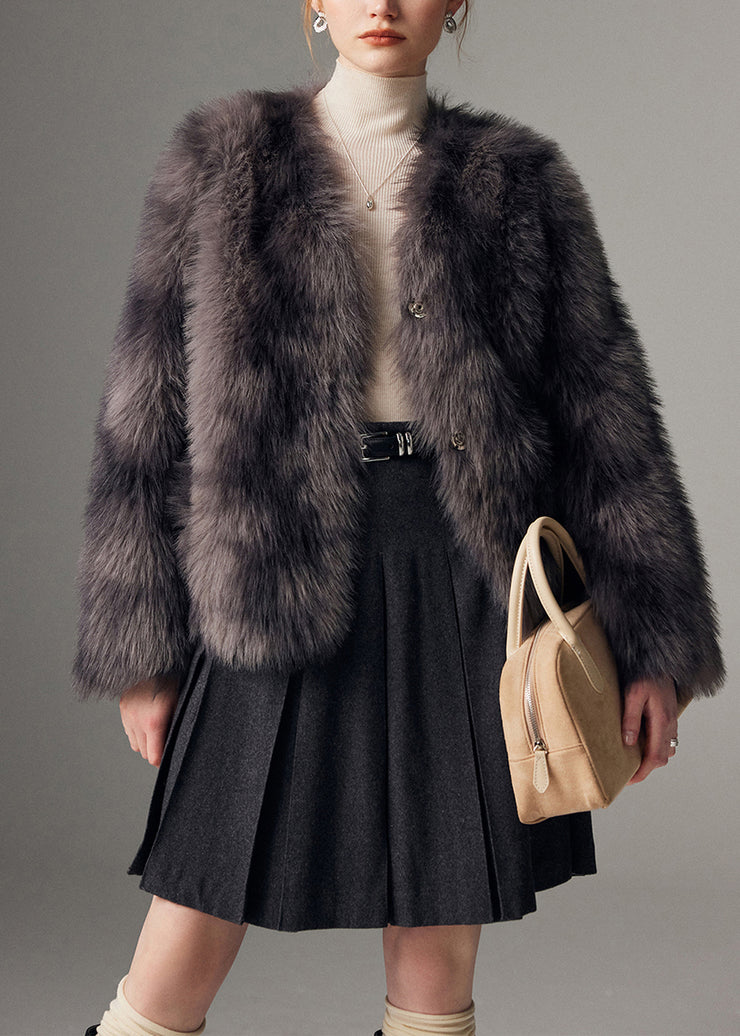 DIY Grey Oversized Tie Dye Faux Fox Fur Coats Winter