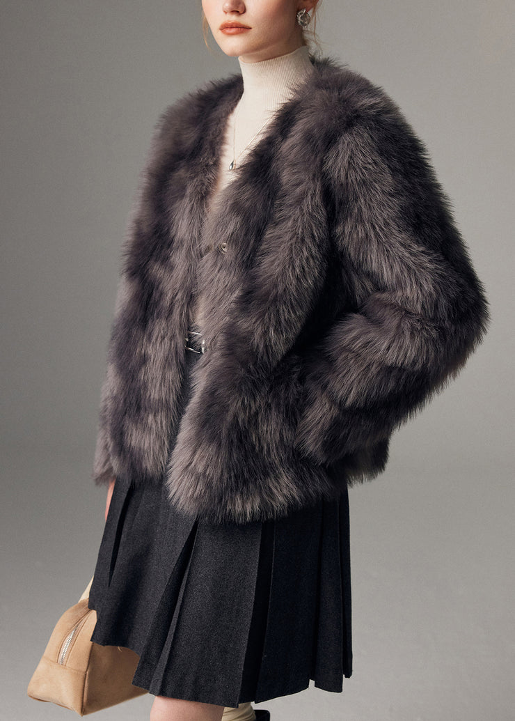 DIY Grey Oversized Tie Dye Faux Fox Fur Coats Winter