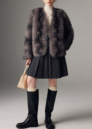 DIY Grey Oversized Tie Dye Faux Fox Fur Coats Winter