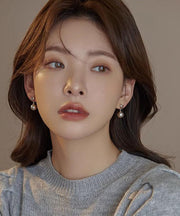 DIY Grey Sterling Silver Love Pearl Drop Earrings