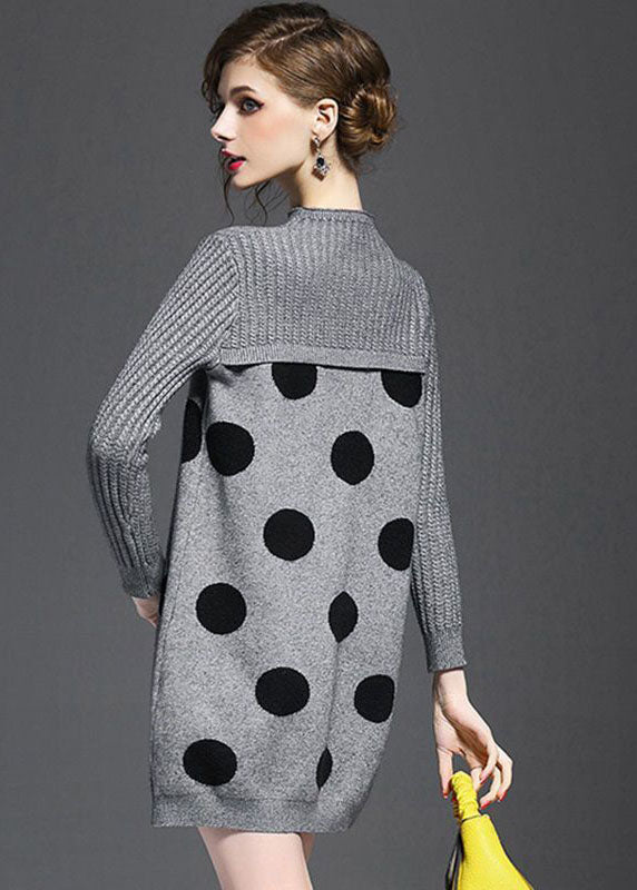 Girls Cute Heart Print Sweater - Oversized Knit Pullover With Dot Ball Design 5-14 Years