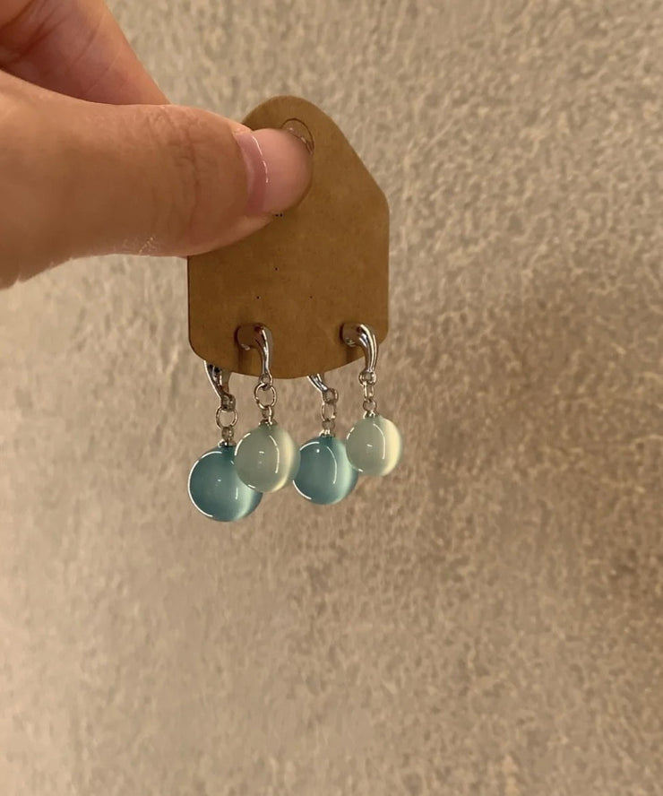 DIY Light Blue Sterling Silver Ball Drop Earrings
