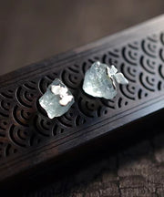 DIY Light Blue Sterling Silver Gem Stone Butterfly Stud Earrings