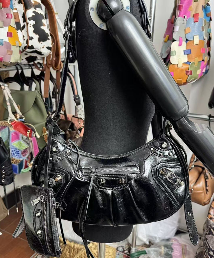 DIY Mulberry Rivet Solid Durable Faux Leather Shoulder Bags