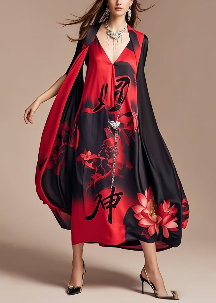 DIY Oversized Tie Dye Silk Fake Two Piece Dresses Summer