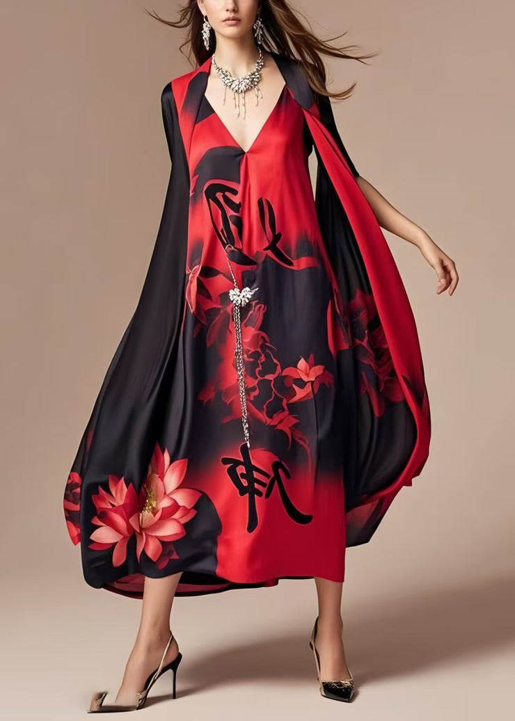 DIY Oversized Tie Dye Silk Fake Two Piece Dresses Summer