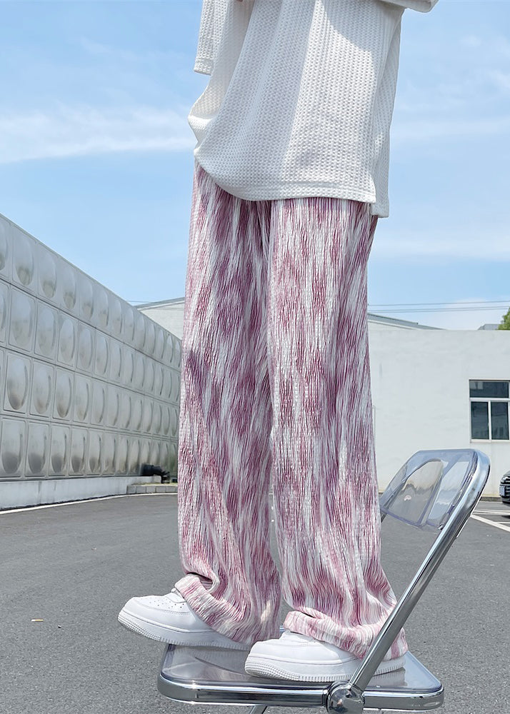 DIY Pink Oversized Tie Dye Cotton Mens Pants Men Apparel Spring