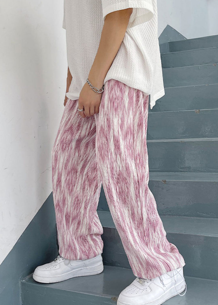 DIY Pink Oversized Tie Dye Cotton Mens Pants Men Apparel Spring