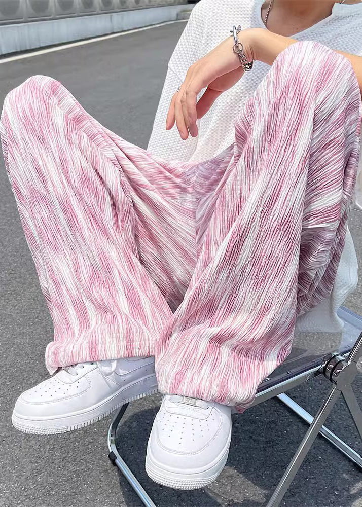 DIY Pink Oversized Tie Dye Cotton Mens Pants Men Apparel Spring