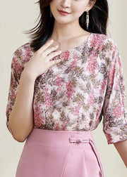 DIY Pink Print Chiffon Shirt Bracelet Sleeve