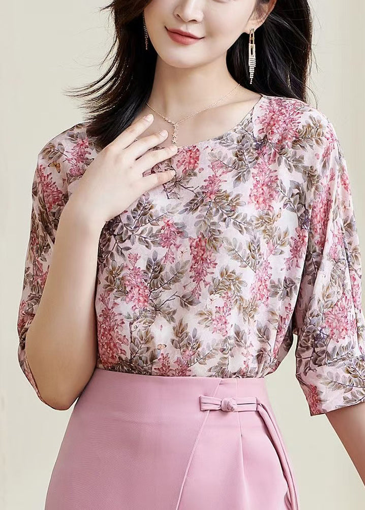 DIY Pink Print Chiffon Shirt Bracelet Sleeve