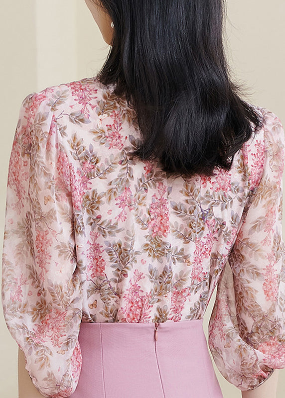 DIY Pink Print Chiffon Shirt Bracelet Sleeve