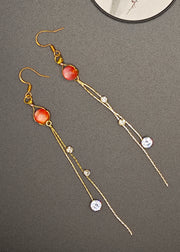 DIY Red Crystal Fringe Trim Rhinestone Drop Earrings