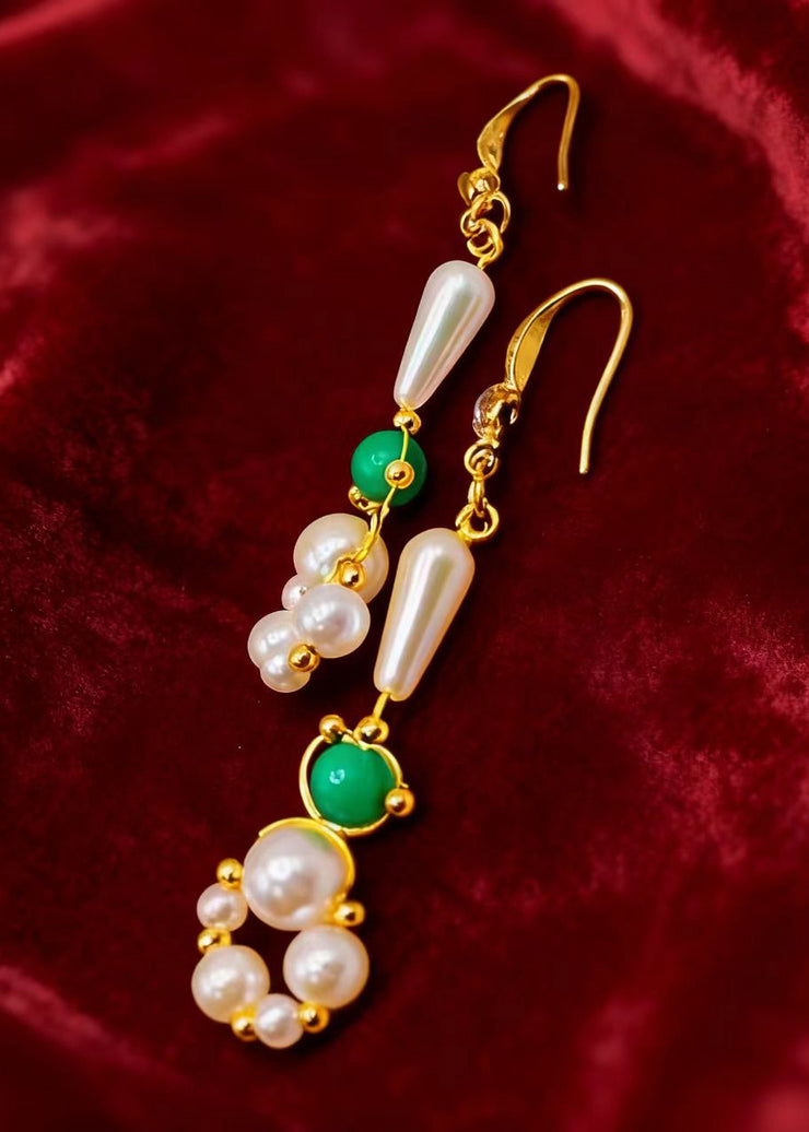 DIY Ring-shaped Pearl Original Design Drop Earrings