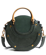 DIY Rivet Solid Durable Faux Leather Tote Handbag Round Bag