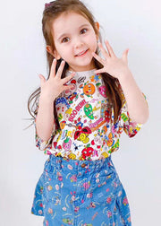 DIY Rose O-Neck Print Kids Tops Summer