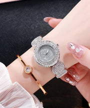 DIY Rose Stainless Steel Zircon Mineral Glas Watches