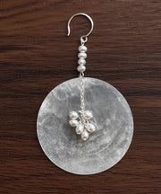 DIY Silk Copper Pearl Shell Discs Drop Earrings