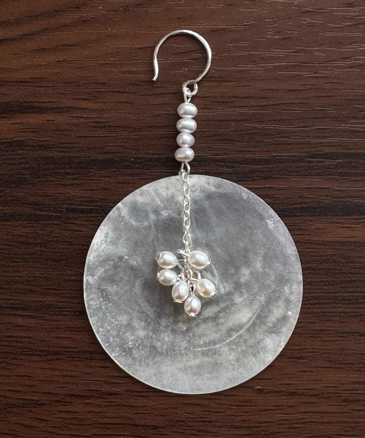 DIY Silk Copper Pearl Shell Discs Drop Earrings