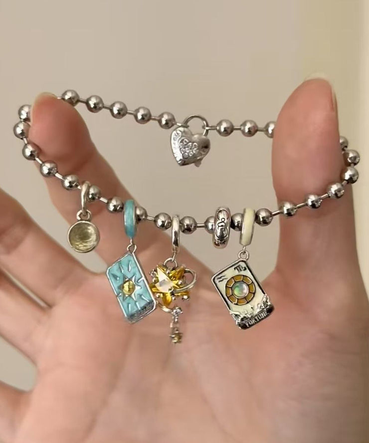DIY Silk Stainless Steel The Sun, The Moon And The Stars Charm Bracelet