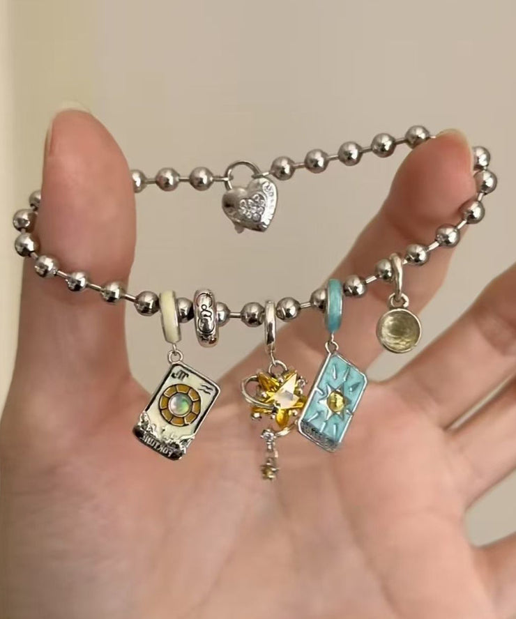 DIY Silk Stainless Steel The Sun, The Moon And The Stars Charm Bracelet