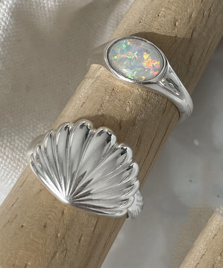 DIY Silk Sterling Silver Shell Rings Two-Piece Set