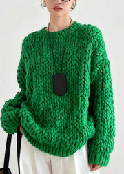 DIY Tea Green Oversized Cable Knit Sweater Tops Winter