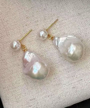 DIY White Alloy Water Drop Pearl Drop Earrings