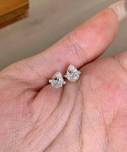 DIY White Alloy Zircon Crystal Water Droplet Stud Earrings