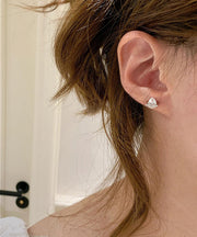 DIY White Alloy Zircon Crystal Water Droplet Stud Earrings