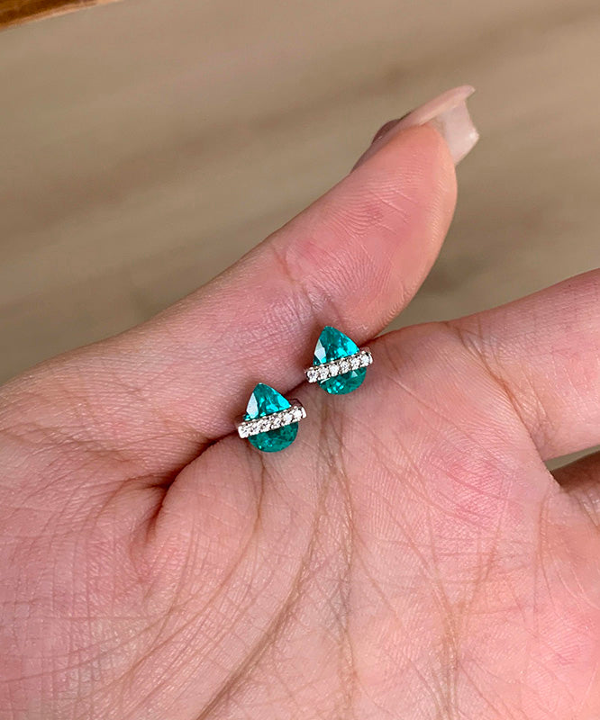 DIY White Alloy Zircon Crystal Water Droplet Stud Earrings