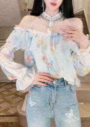 DIY White Cold Shoulder Tasseled Chiffon Halter Tops Summer