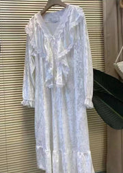 DIY White V Neck Lace Patchwork Silk Velvet Maxi Dresses Spring