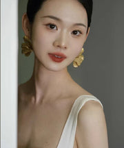 DIY Yellow Metal Alloy Ginkgo Leaf Stud Earrings
