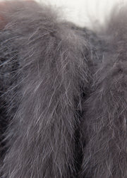 Dark Gray Fox Collar Button Patchwork Cozy Fall Knit Sailor Collar