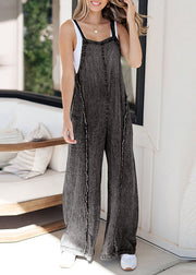 Dark Grey Slash Neck Jumpsuits Ruffled Summer