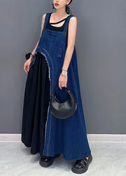 Denim Blue Patchwork Robe Dresses Asymmetrical Summer