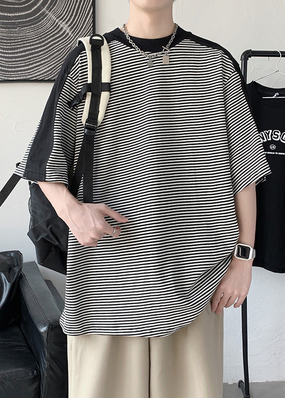 Diy Yellow O Neck Striped Cotton Mens T Shirt Designer Summer