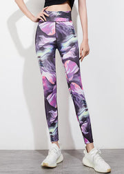Dynamic Purple Tie Dye High Waist Capri Running Leggings