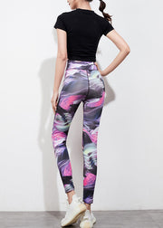 Dynamic Purple Tie Dye High Waist Capri Running Leggings