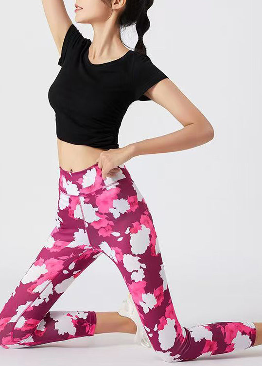 Dynamic Rose High Waist Capri Gym Shark Leggings