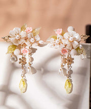 Elegant Alloy Pearl Cherry Blossom Tassel A Pair Hairpin