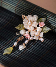 Elegant Alloy Pearl Cherry Blossom Tassel A Pair Hairpin