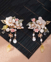 Elegant Alloy Pearl Cherry Blossom Tassel A Pair Hairpin