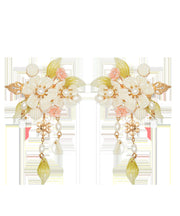Elegant Alloy Pearl Cherry Blossom Tassel A Pair Hairpin