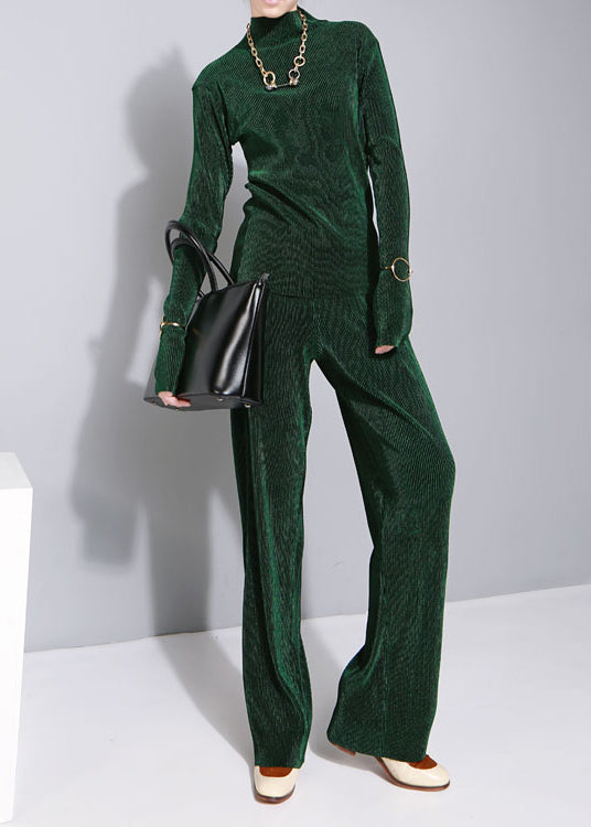 Elegant Apricot High Neck Velvet Two Pieces Set Fall